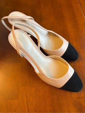 Marc Fisher Blush Slingback Pumps with Black Cap Toe